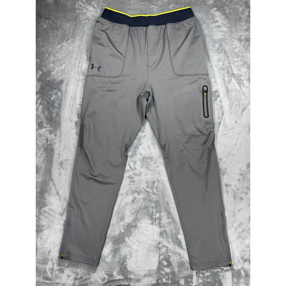 Under Armour ColdGear Mens Gray Loose Fit Jogger Pants Zipper Pockets Size Large